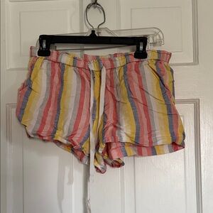 LOFT Multicolor Striped Drawstring Athletic Shorts